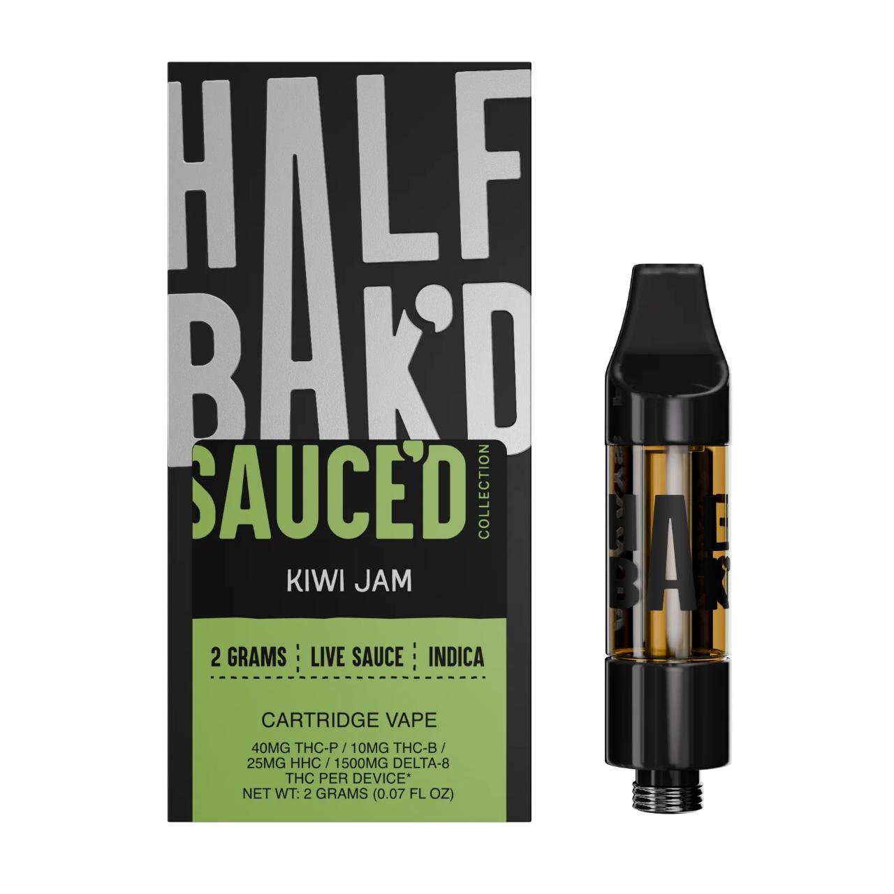 Half Bak’d Sauce’D Exotix THC-P Cartridge 2G Kiwi Jam Indica