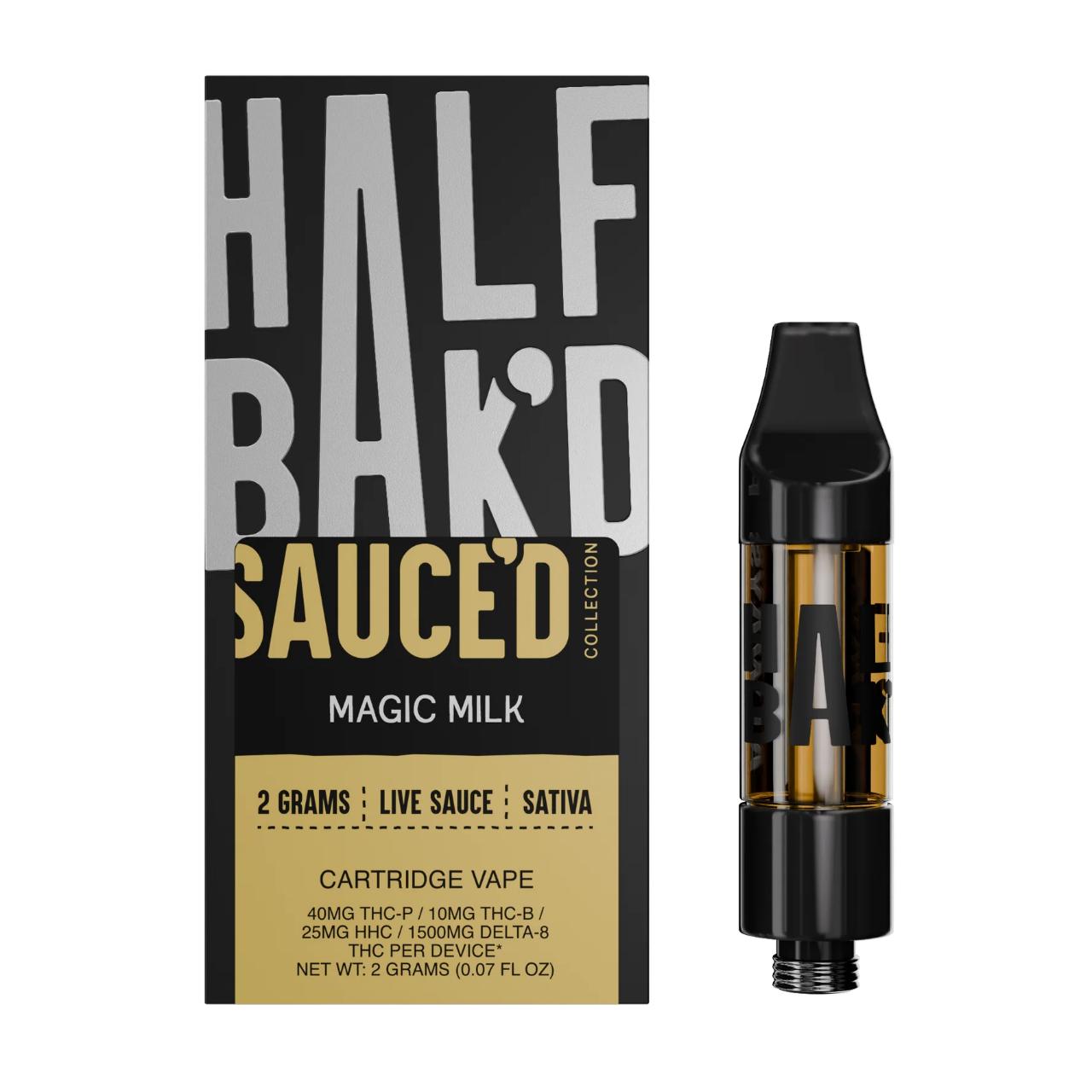 Half Bak’d Sauce’D Exotix THC-P Cartridge 2G Magic Milk Sativa