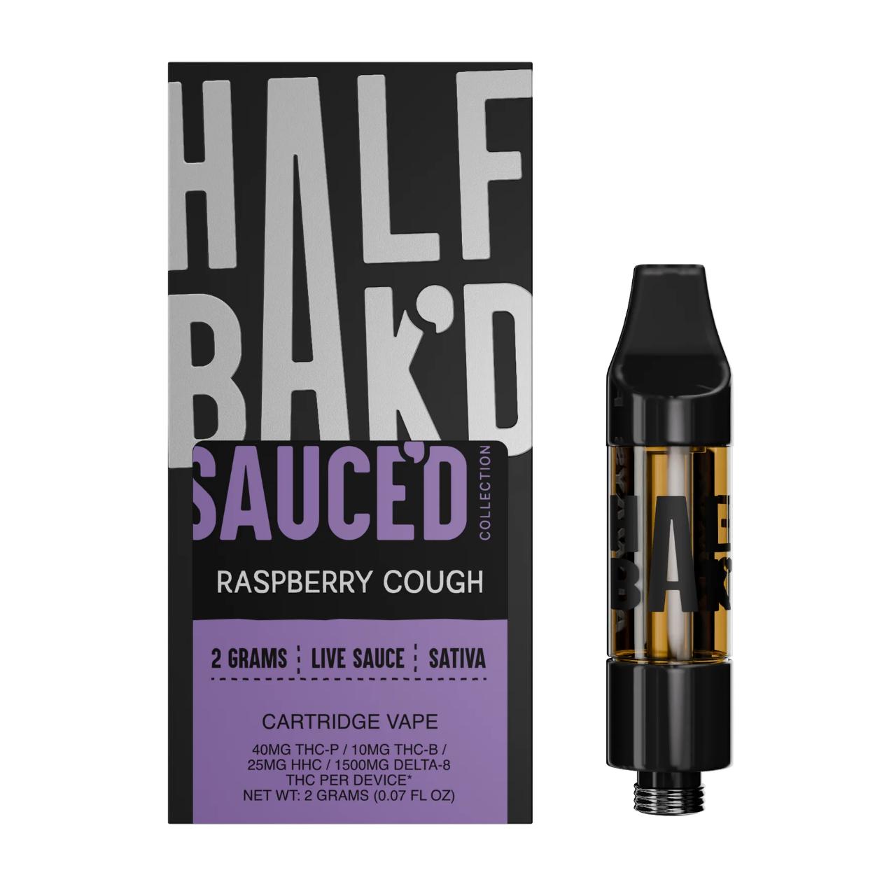 Half Bak’d Sauce’D Exotix THC-P Cartridge 2G Raspberry Cough Sativa