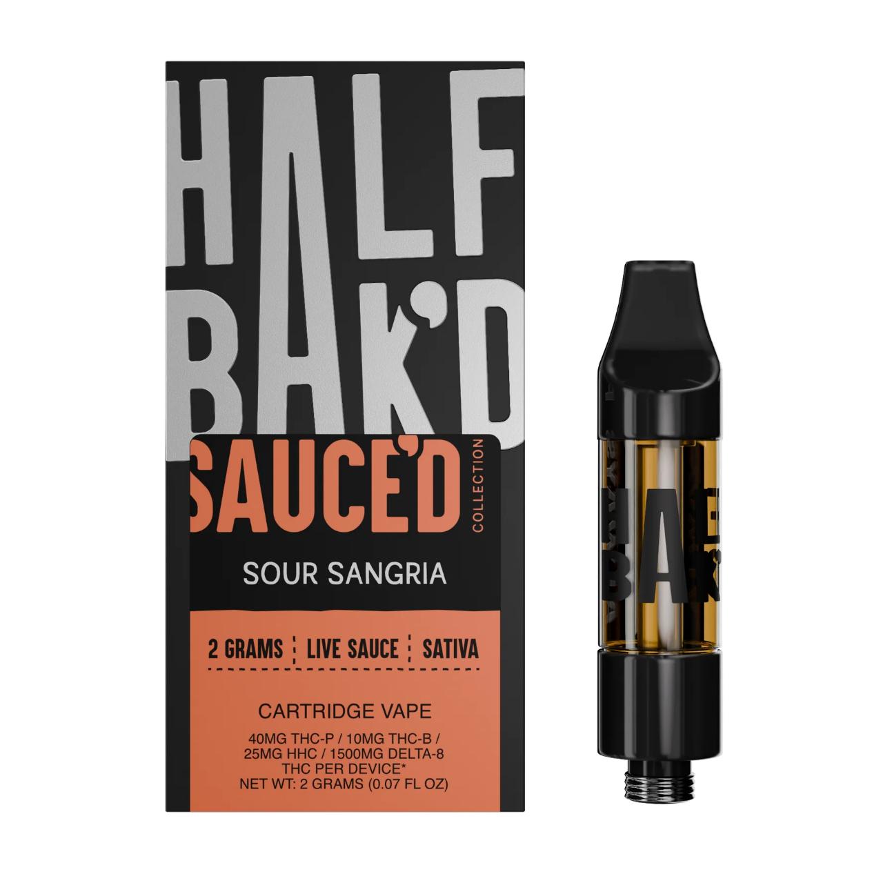 Half Bak’d Sauce’D Exotix THC-P Cartridge 2G Sour Sangria Sativa