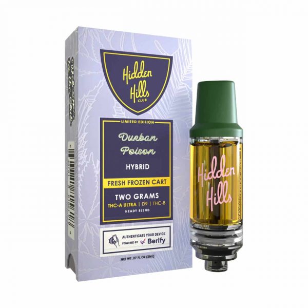 Hidden-Hills-Club-Heady-Blend-THC-A-Ultra-Delta-9-THC-B-Cartridge-2G-Durban-Poison