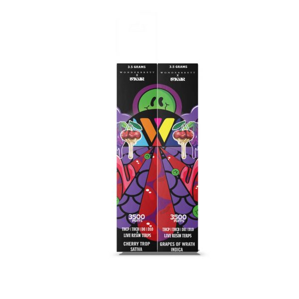 Wonderbrett x Sugar THCP/THCB/D8/D10 Live Resin 3.5G Disposable - 2PK (7g Total) Cherry TropGrapes Of Wraith