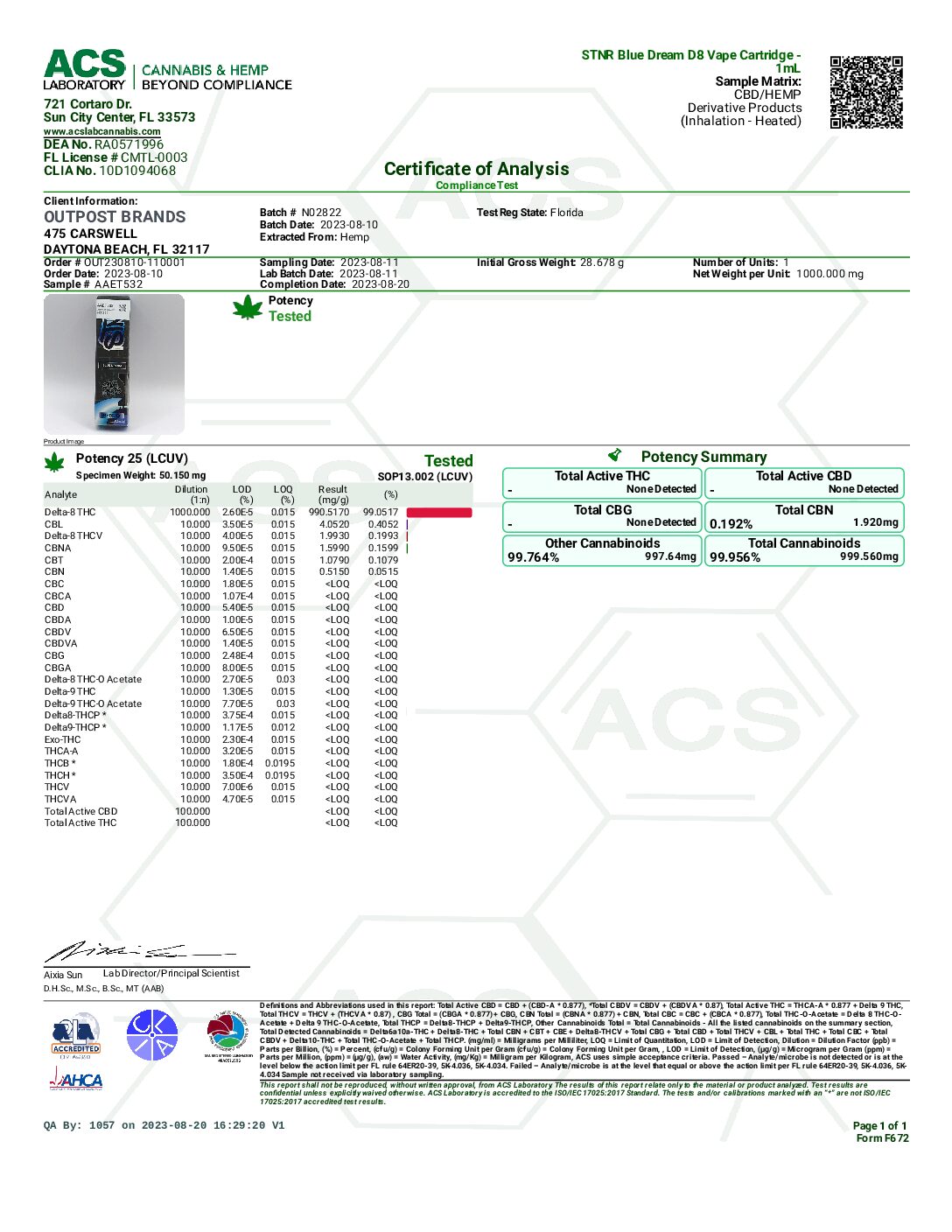 STNR Delta-8 Cartridge - 1G