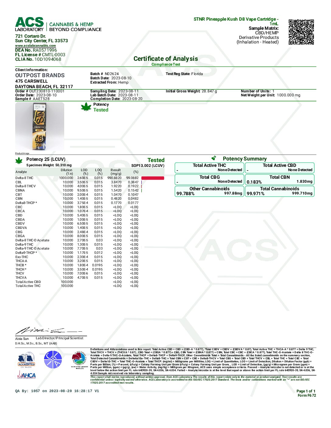 STNR Delta-8 Cartridge - 1G