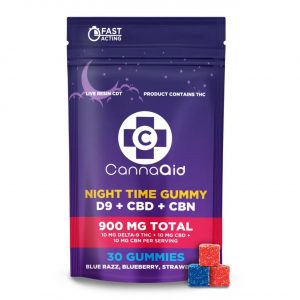 CannaAid D9/CBD/CBN Night Time Gummies 900MG ? Blue Razz/Blueberry/Strawberry