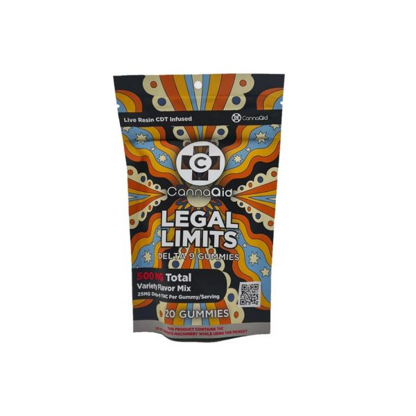 CannaAid Legal Limits D9/THC 500MG Gummies Variety Flavor Mix