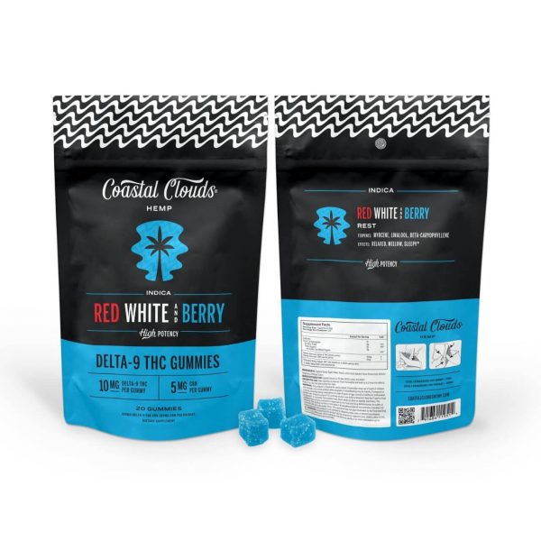 Coastal Clouds D9/THC Gummies Red White Berryindica