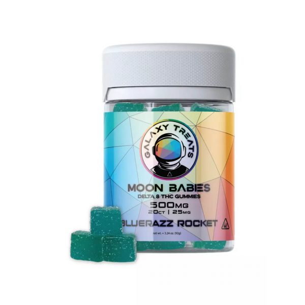 Galaxy Treats Moon Babies D8 Gummies 500MG Blue Razz