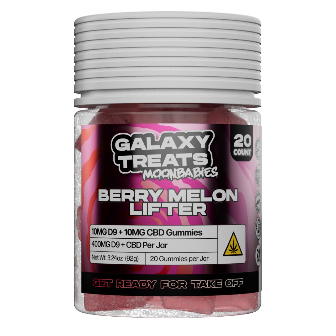 Galaxy Treats Moon Babies D9/CBD Gummies 400MG Berry Melon