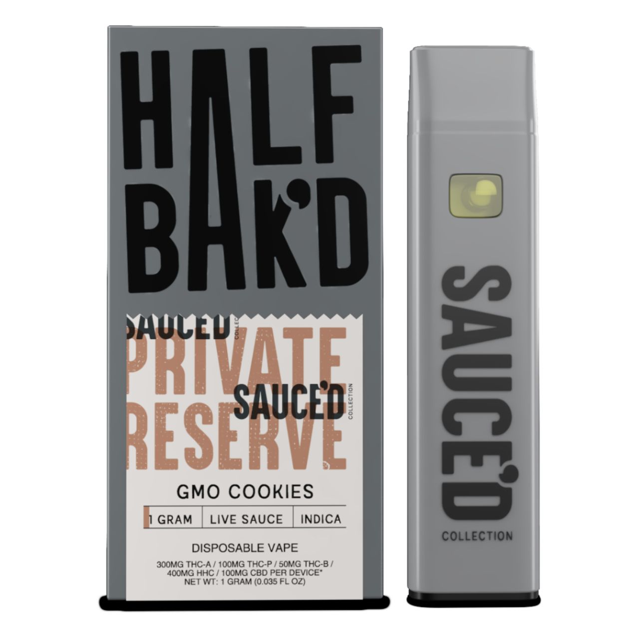 Half Bak'd Live Sauce'D Private Reserve Disposable 1G GMO-cookies