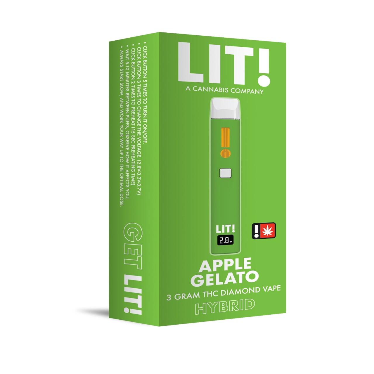 LIT THC Diamond Disposable 3G Apple Gelato