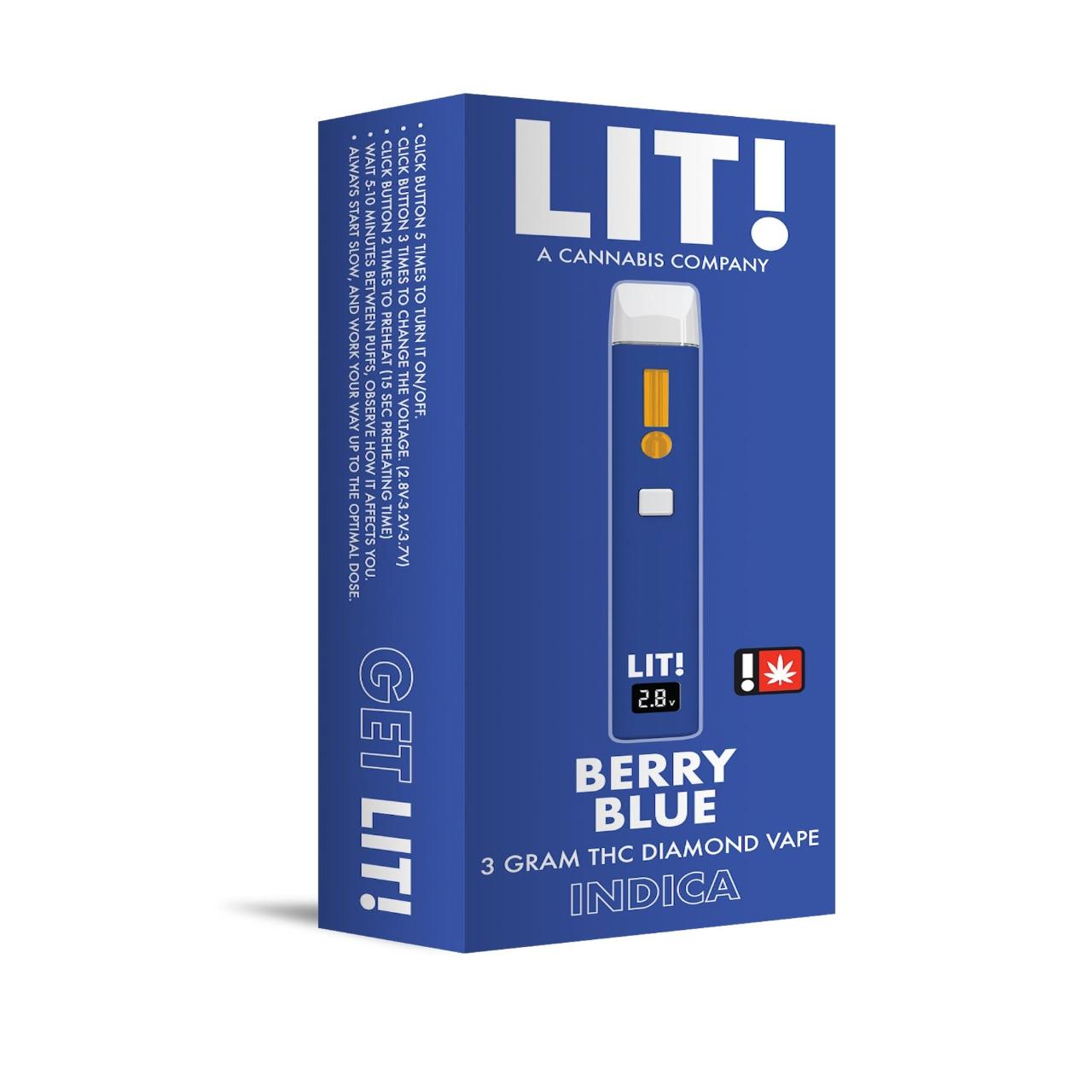 LIT THC Diamond Disposable 3G Berry Blue
