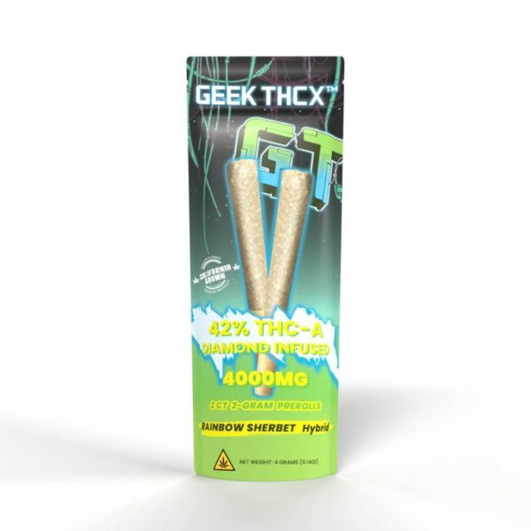 Geek THCX THC-A Diamond Infused Prerolls 4G 2CT