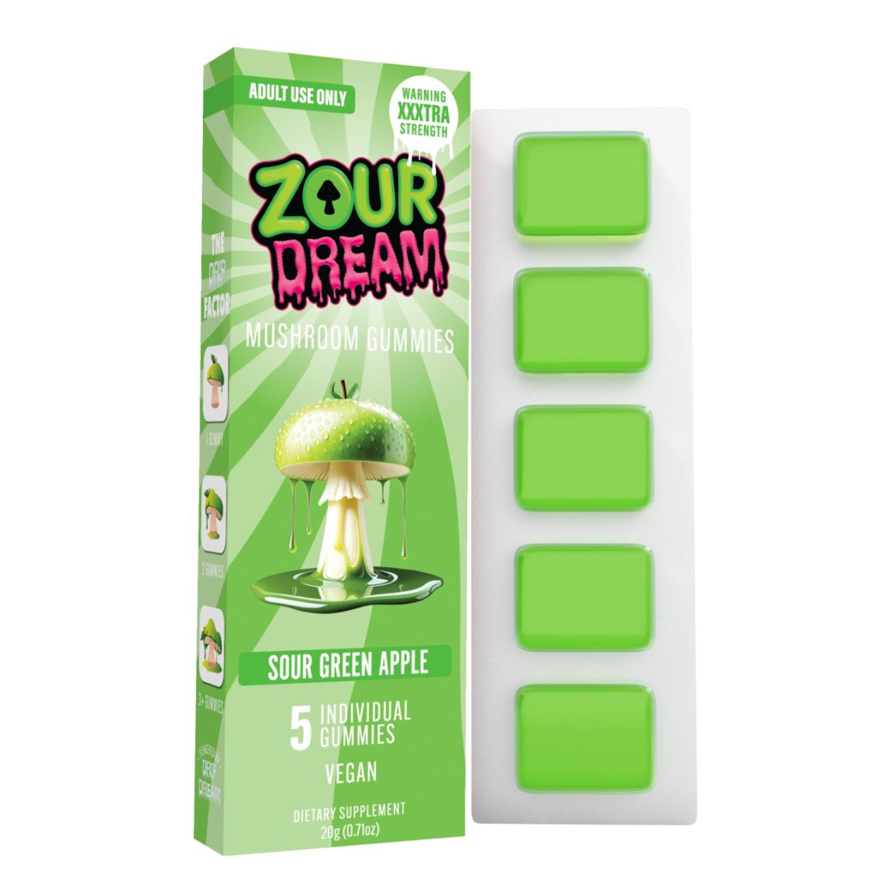 Zour-Dream-Mind-Melting-Mushroom-Gummies-Sour-Green-Apple