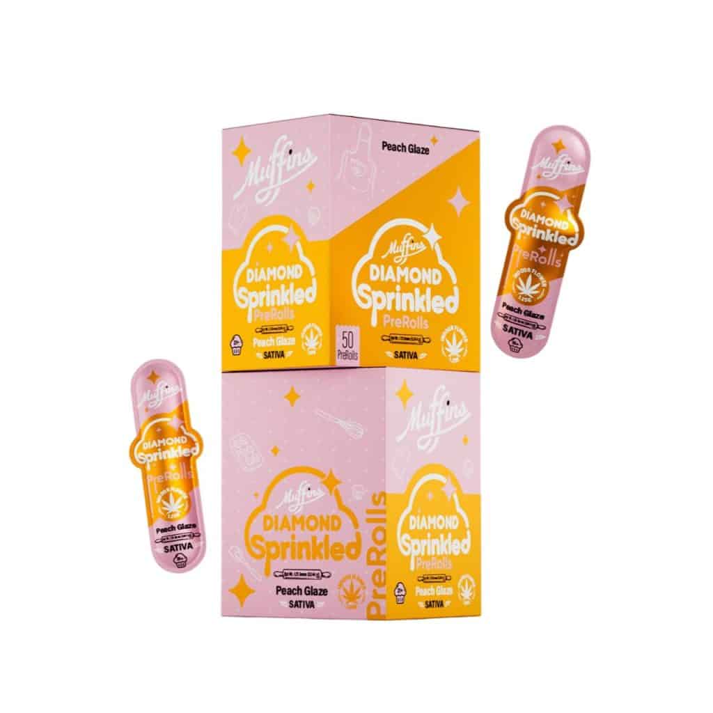 Muffins-Diamond-Sprinkled-PreRolls-50CT-Peach-Glaze-Sativa-1024x1024