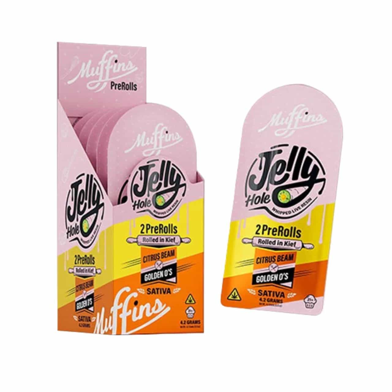 Muffins-Jelly-Hole-Prerolls-2CT-Citrus-Beam-Golden-Os-Sativa