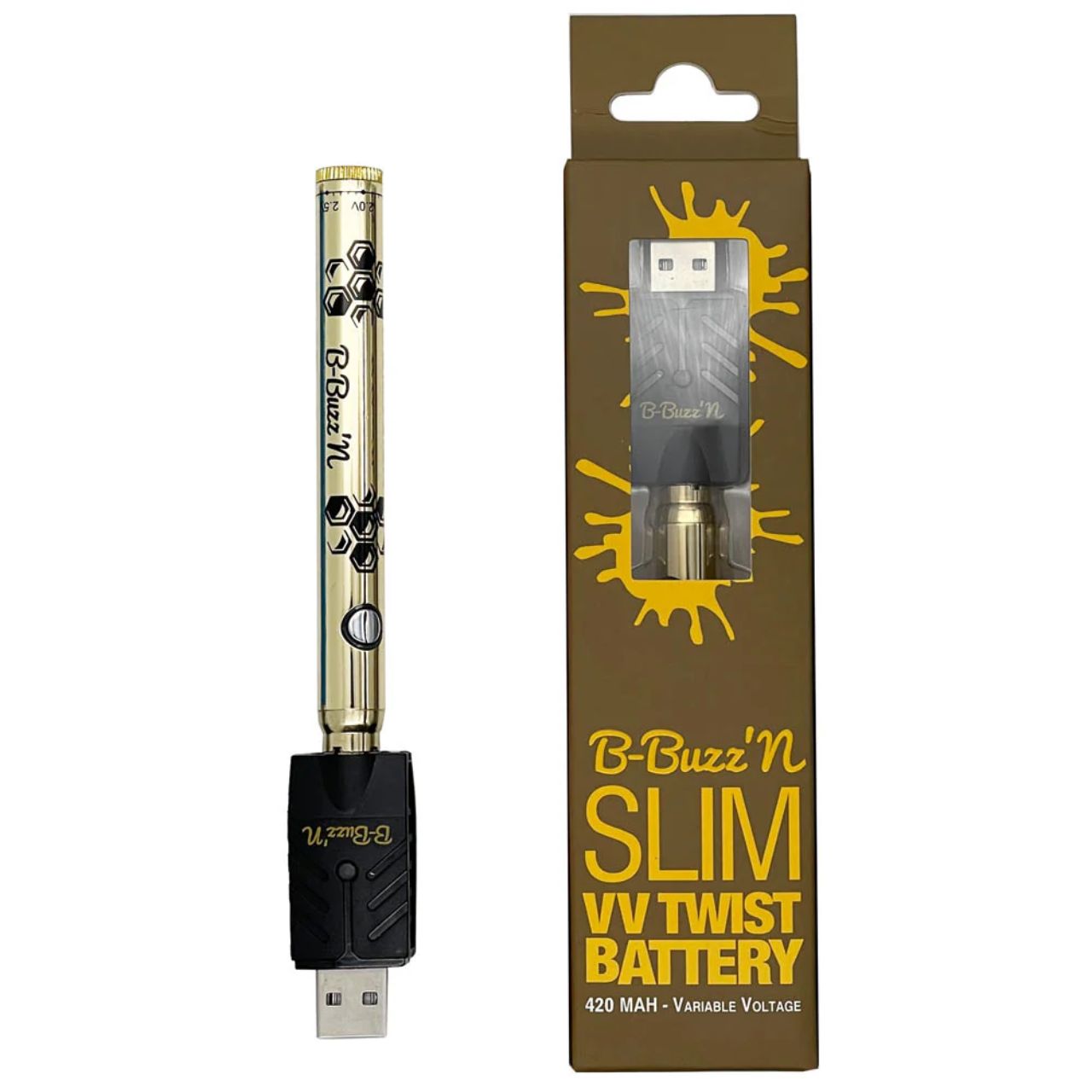 B-Buzz’n Slim VV Twist 420MAH Variable gold