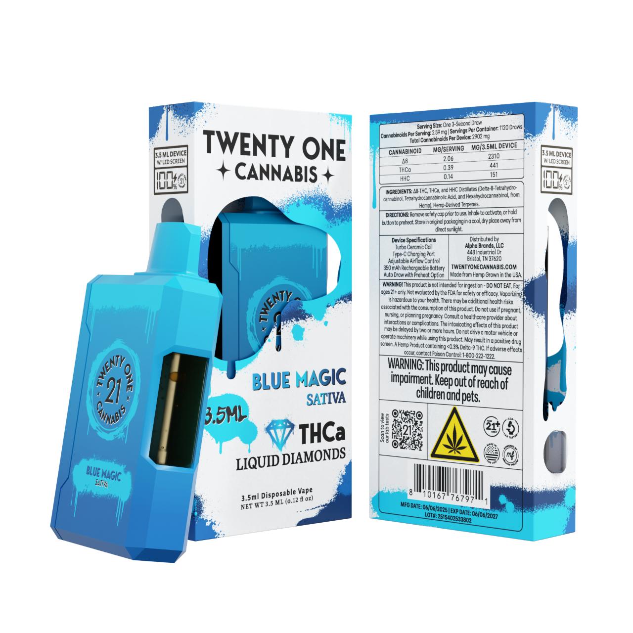 Twenty One THCA Cannabis Liquid Diamonds Disposable 3.5ML