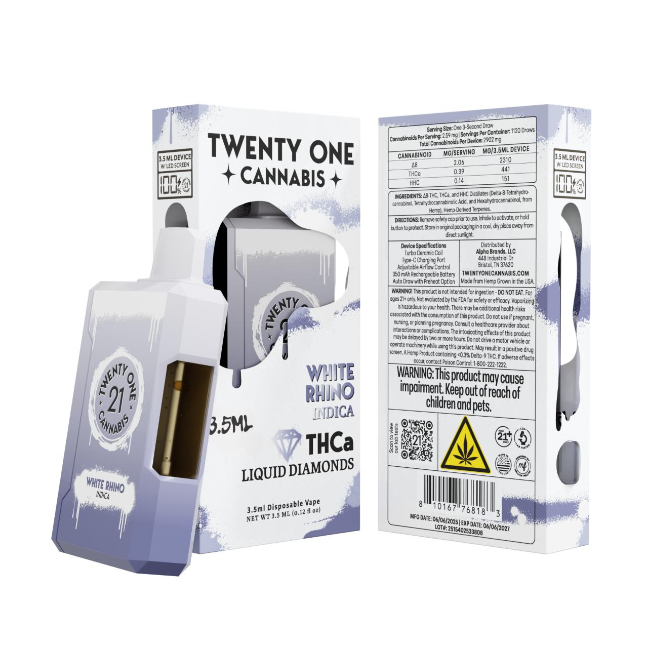 Twenty One THCA Cannabis Liquid Diamonds Disposable 3.5ML