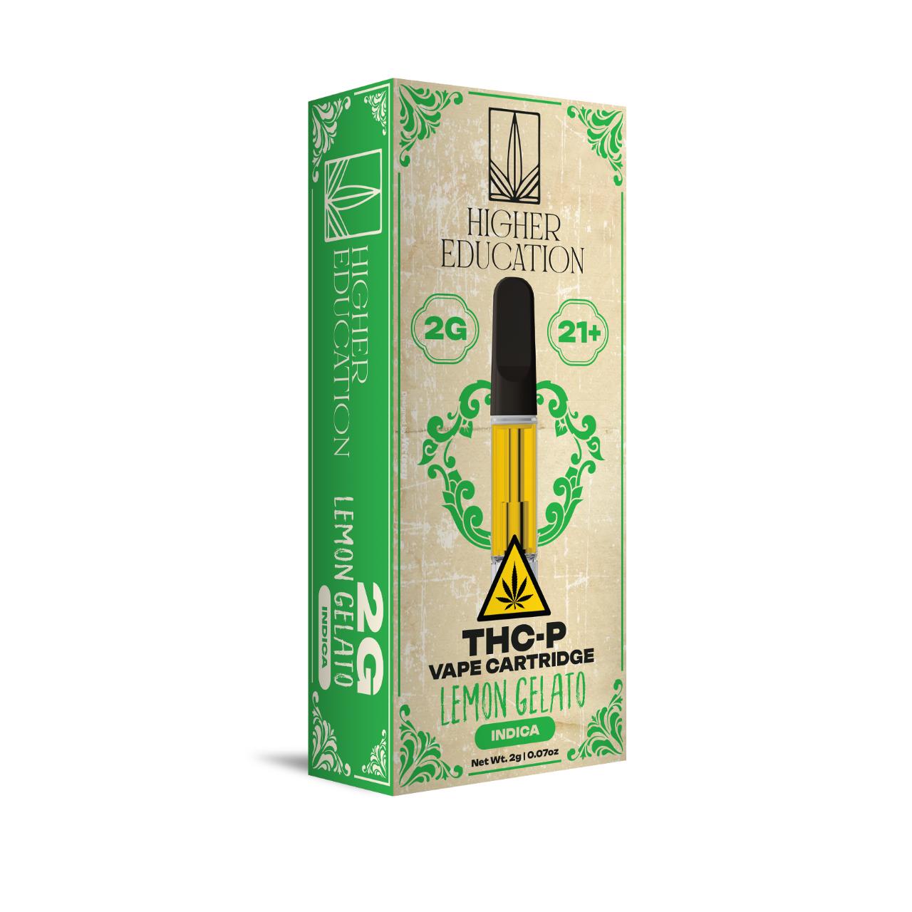 Higher Education THCP Vape Cartridges 2G Lemon Gelato Indica