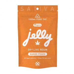 Jelly D9xp THC Live Resin Vegan Gummies 1000MG Peach Sativa
