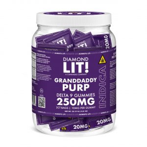 LIT THC D9 Gummies Jar 2PK-25CT Grandaddy Purple Indica