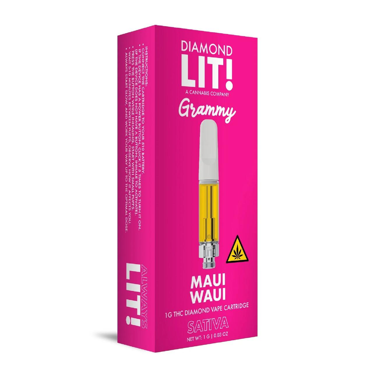 LIT THC Diamond Grammy Vape Cartridge 1G Maui Waui Sativa