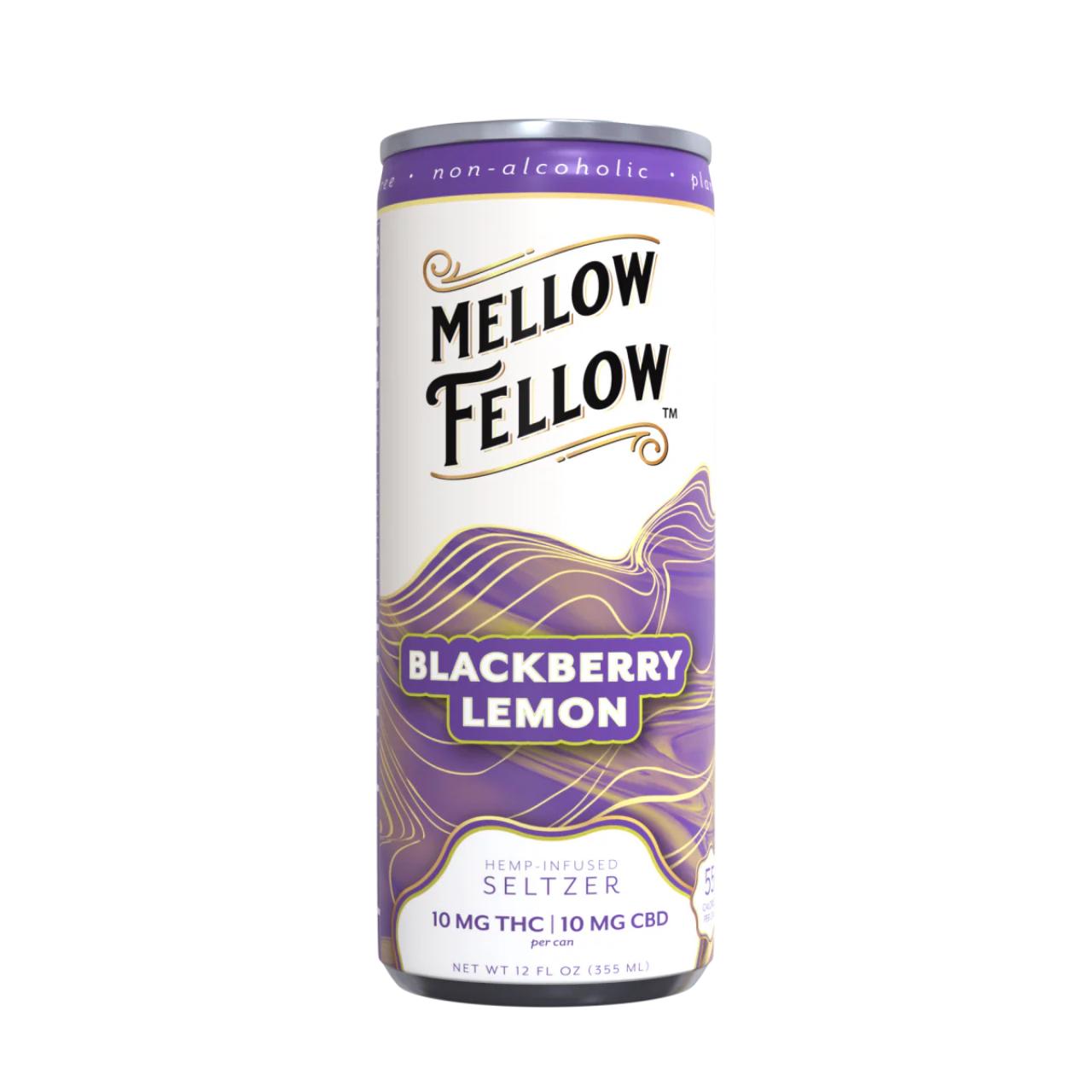 Mellow Fellow Seltzer D9+CBD Beverages 20MG Blackberry Lemon