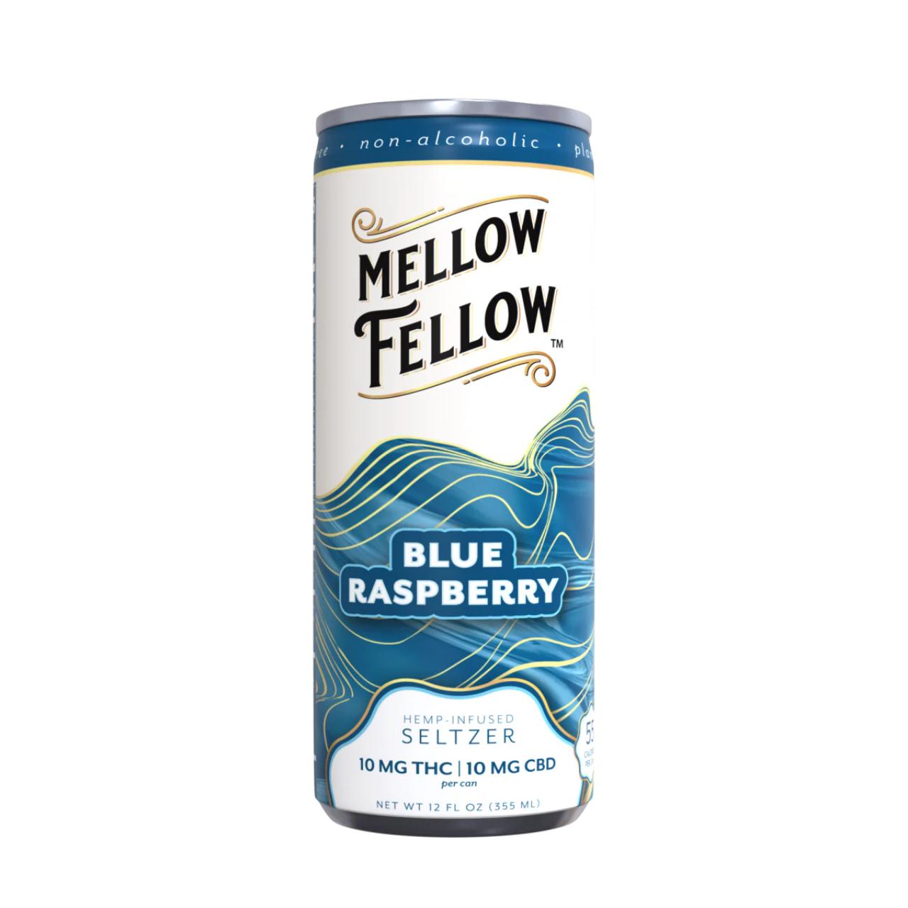 Mellow Fellow Seltzer D9+CBD Beverages 20MG Blue Raspberry