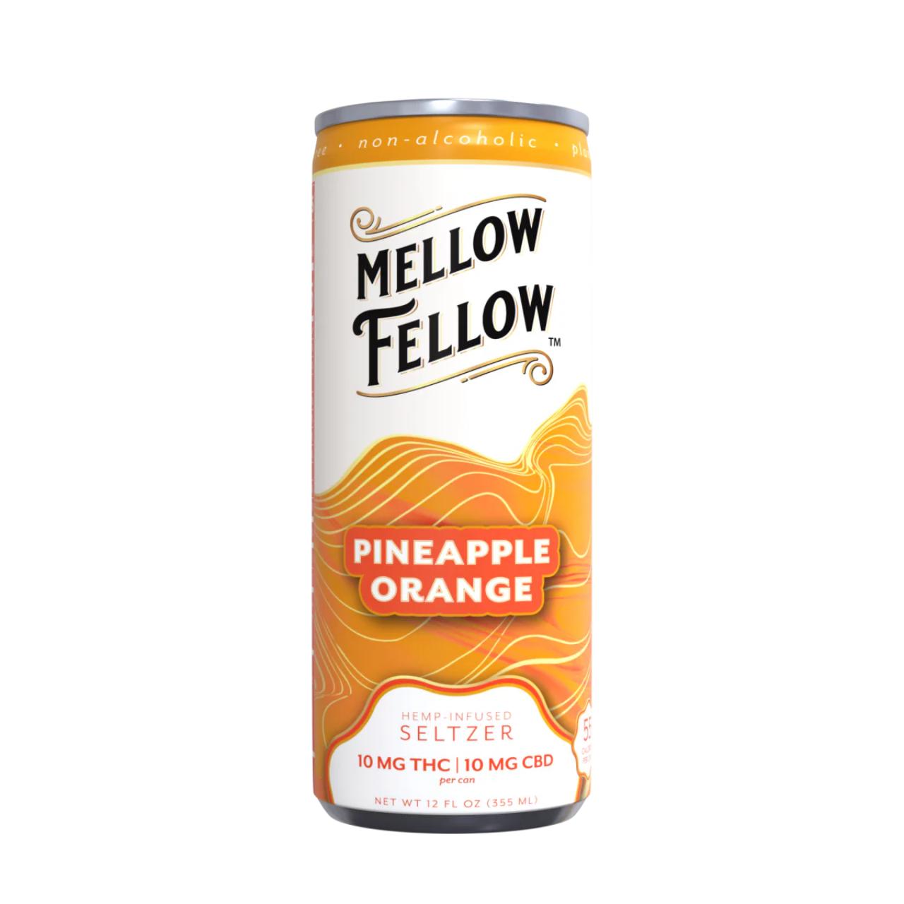Mellow Fellow Seltzer D9+CBD Beverages 20MG Pineapple Orange