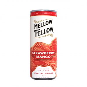 Mellow Fellow Seltzer D9+CBD Beverages 20MG Strawberry Mango