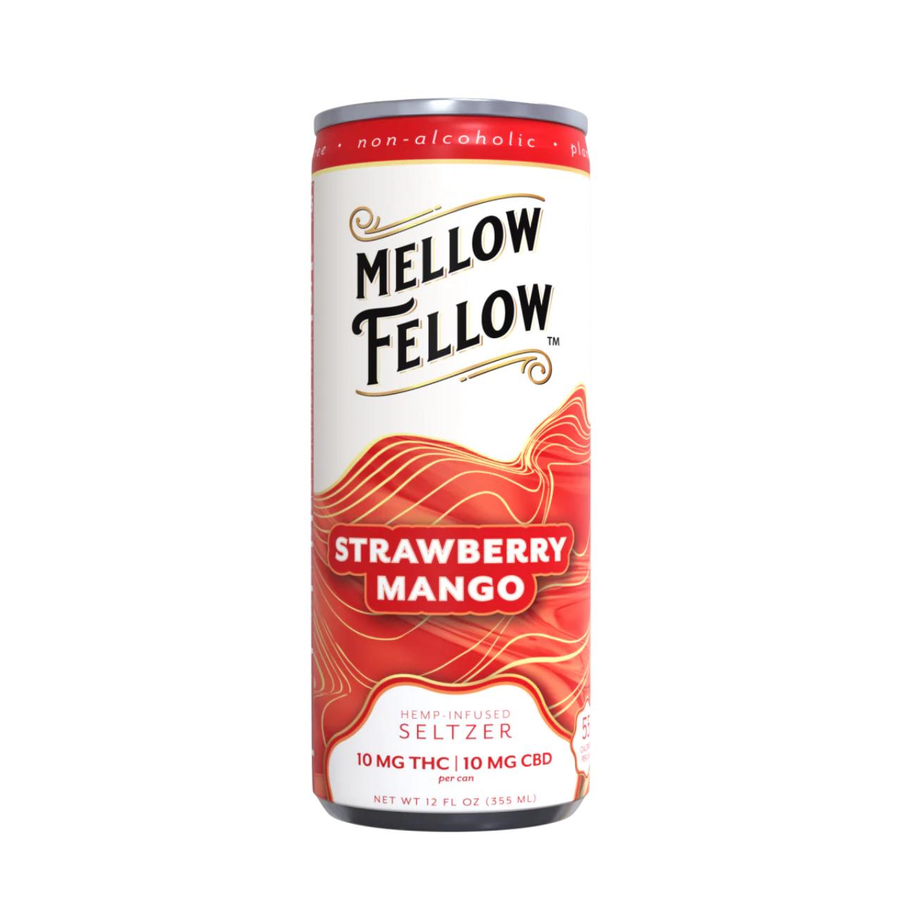 Mellow Fellow Seltzer D9+CBD Beverages 20MG Strawberry Mango
