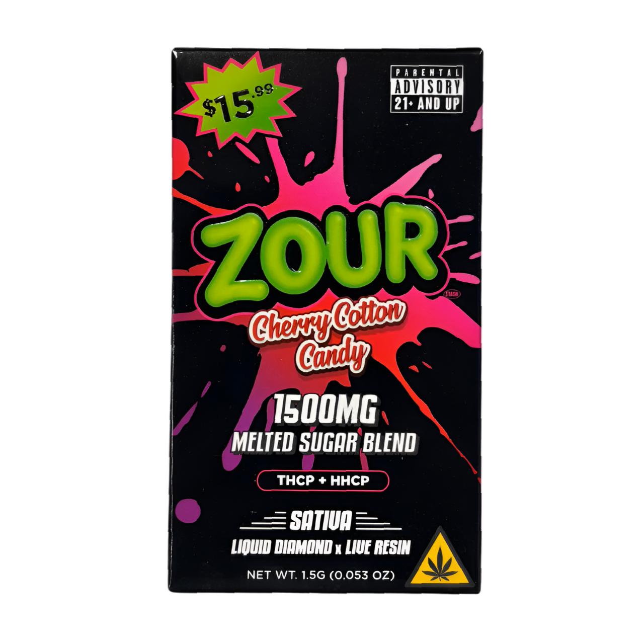 Zour THCP Melted Sugar Blend Pre-Priced Disposable 1.5G Cherry Cotton Candy Sativa