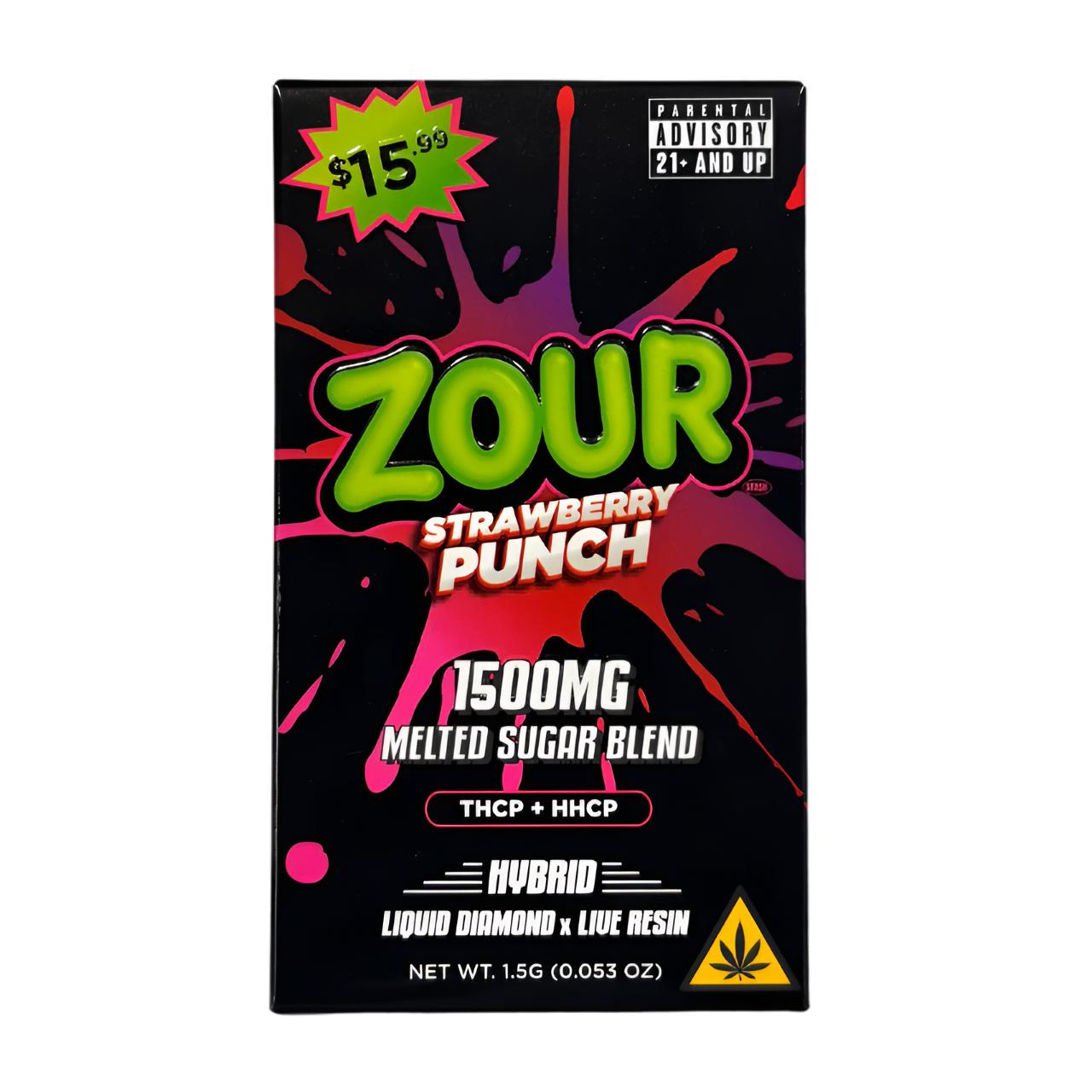 Zour THCP Melted Sugar Blend Pre-Priced Disposable 1.5G Strawberry Punch Hybrid