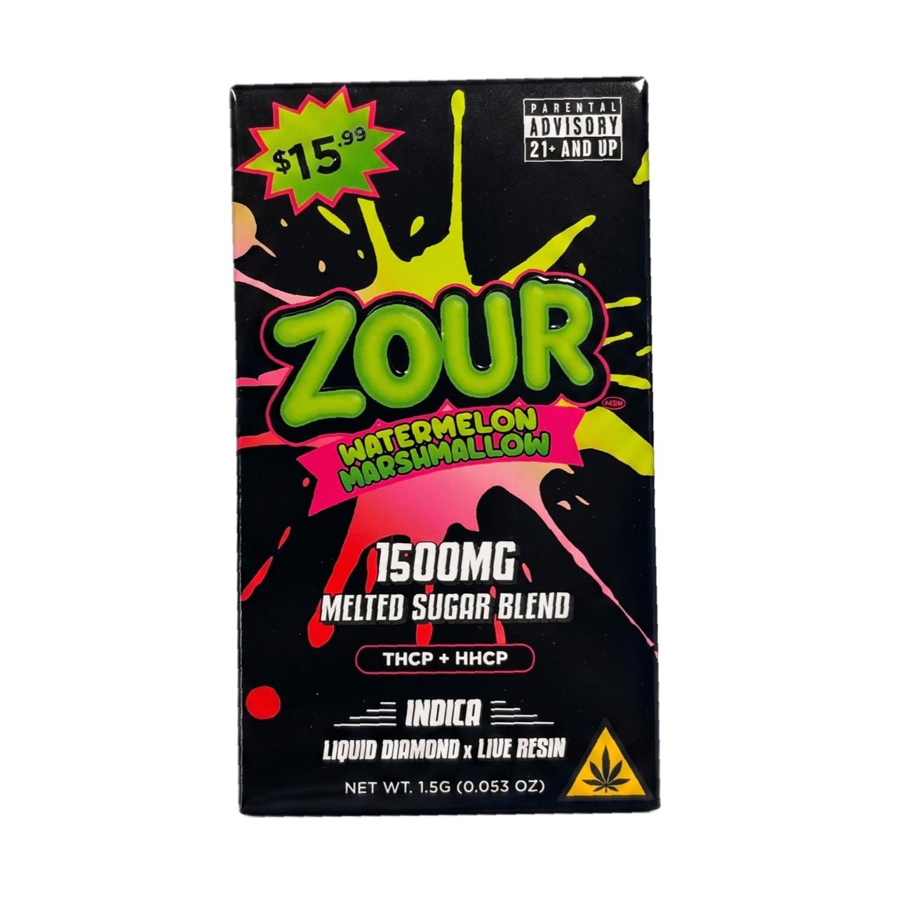 Zour THCP Melted Sugar Blend Pre-Priced Disposable 1.5G Watermelon Mashmallow Indica
